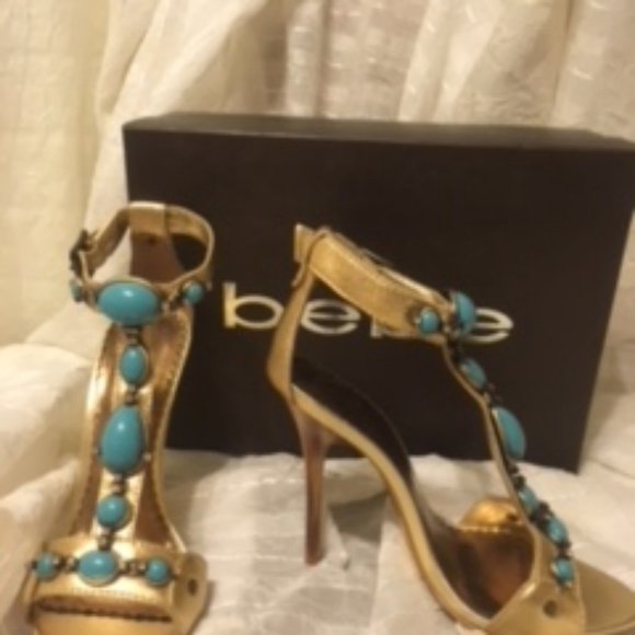 bebe - Sexy Gold Strapped Heels - Picture 5 of 5